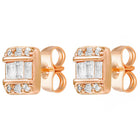 Peora Rose Gold Plated Baguette Crystal Stud Earrings