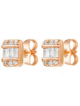 Peora Baguette Crystal Stud Earrings - Rose Gold