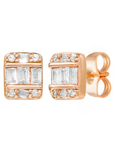 Peora Baguette Crystal Stud Earrings - Rose Gold