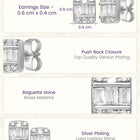 Peora Rhodium Plated Baguette Crystal Stud Earrings