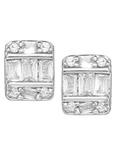 Peora Baguette Crystal Stud Earrings - Silver