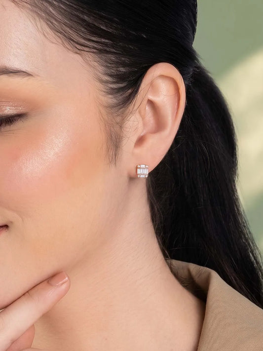 Peora Designer Stud Earrings - Rose Gold