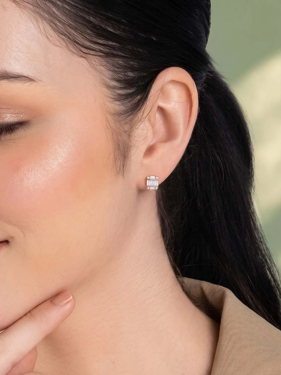 Peora Designer Stud Earrings - Rose Gold
