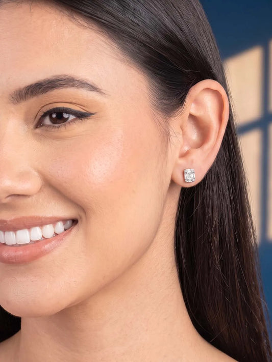 Peora Designer Stud Earrings - Silver