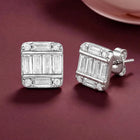 Peora Rhodium Plated Designer Stud Earrings