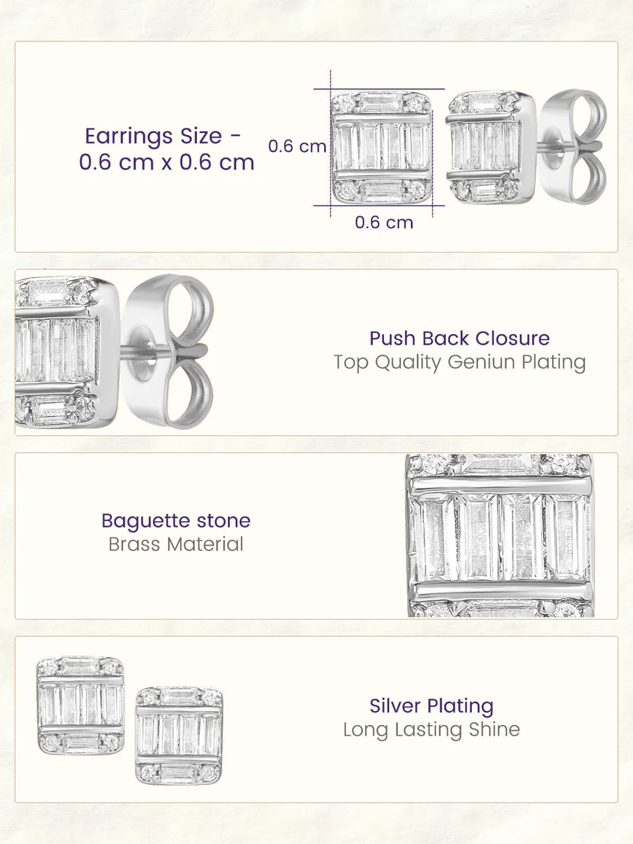 Peora Designer Stud Earrings - Silver