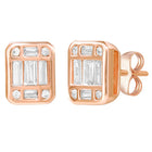 Peora Rose Gold Plated Emerald Cut CZ Stud Earrings