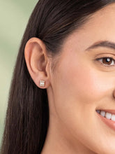 Peora Emerald Cut CZ Stud Earrings - Rose Gold