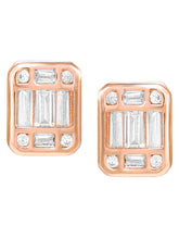 Peora Emerald Cut CZ Stud Earrings - Rose Gold