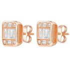 Peora Rose Gold Plated Emerald Cut CZ Stud Earrings