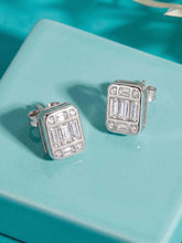 Peora Emerald Cut CZ Stud Earrings - Silver