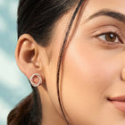 Peora Rose Gold Plated Interlocking CZ Stud Earrings