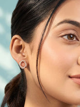 Peora Interlocking CZ Stud Earrings - Rose Gold