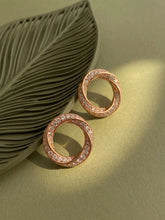 Peora Interlocking CZ Stud Earrings - Rose Gold