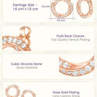 Peora Rose Gold Plated Interlocking CZ Stud Earrings