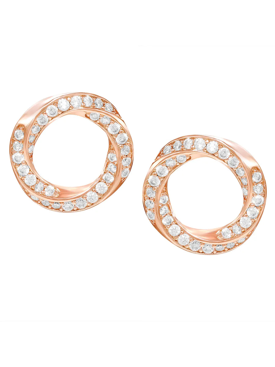 Peora Interlocking CZ Stud Earrings - Rose Gold