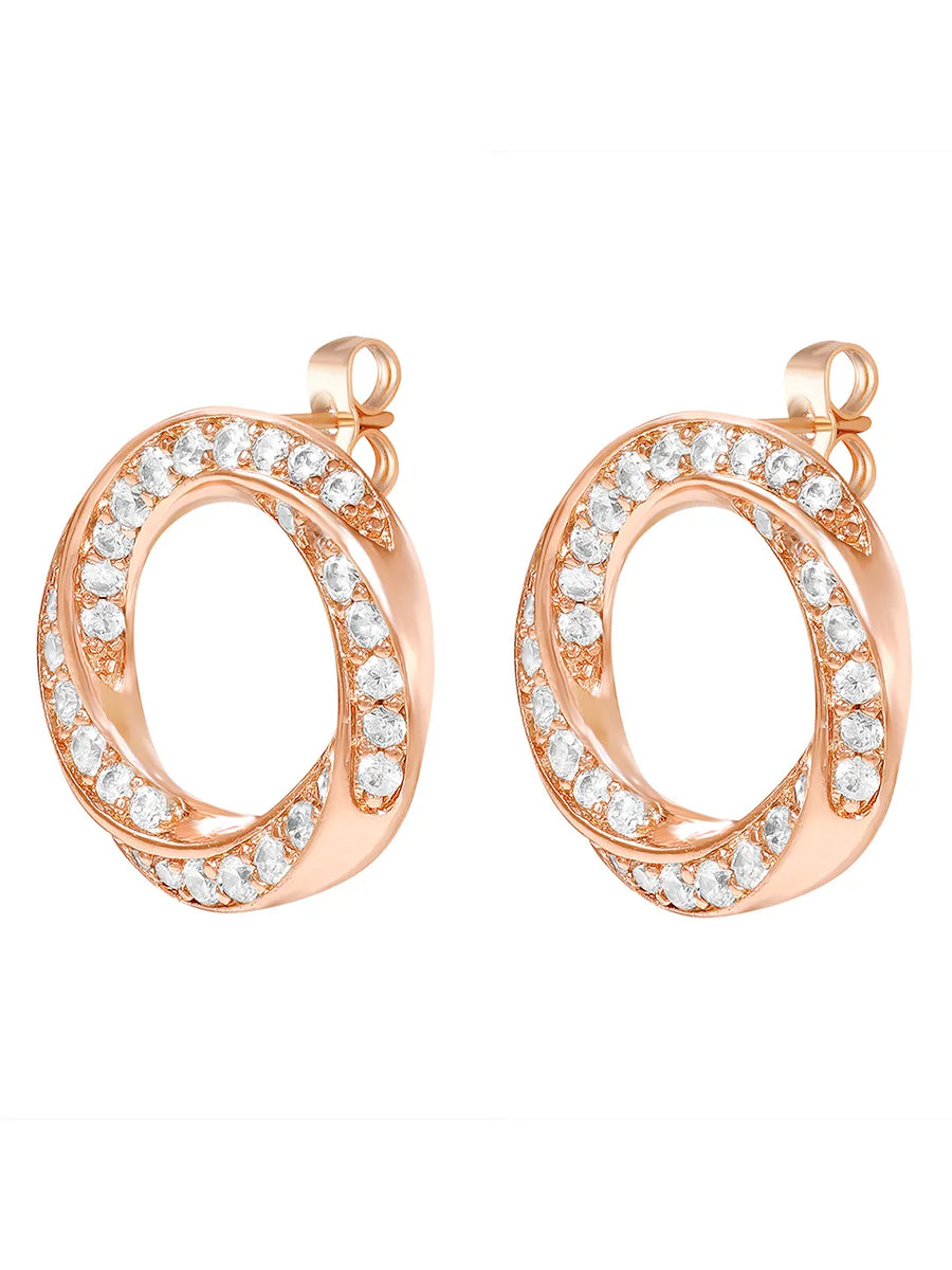 Peora Interlocking CZ Stud Earrings - Rose Gold
