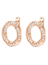 Peora Interlocking CZ Stud Earrings - Rose Gold