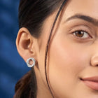 Peora Rhodium Plated Interlocking CZ Stud Earrings