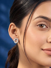 Peora Interlocking CZ Stud Earrings - Silver