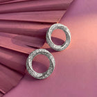 Peora Rhodium Plated Interlocking CZ Stud Earrings