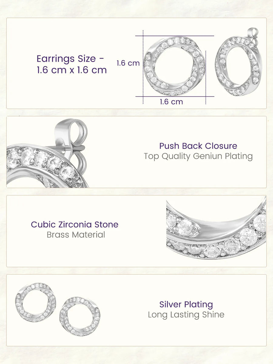 Peora Interlocking CZ Stud Earrings - Silver