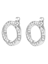 Peora Interlocking CZ Stud Earrings - Silver