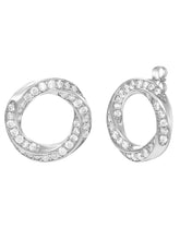 Peora Interlocking CZ Stud Earrings - Silver