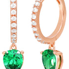 Peora Emerald CZ Hoop Earrings - Rose Gold