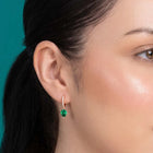 Peora Emerald CZ Hoop Earrings - Rose Gold