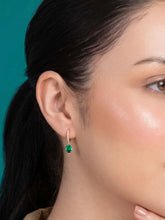 Peora Emerald CZ Hoop Earrings - Rose Gold