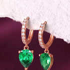 Peora Emerald CZ Hoop Earrings - Rose Gold