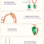 Peora Emerald CZ Hoop Earrings - Rose Gold