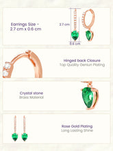 Peora Emerald CZ Hoop Earrings - Rose Gold