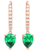 Peora Emerald CZ Hoop Earrings - Rose Gold