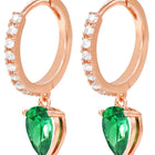 Peora Emerald CZ Hoop Earrings - Rose Gold