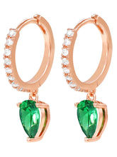 Peora Emerald CZ Hoop Earrings - Rose Gold
