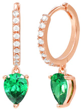 Peora Emerald CZ Hoop Earrings - Rose Gold