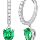 Peora Emerald CZ Hoop Earrings - Silver