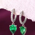 Peora Emerald CZ Hoop Earrings - Silver