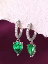 Peora Emerald CZ Hoop Earrings - Silver