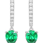 Peora Emerald CZ Hoop Earrings - Silver