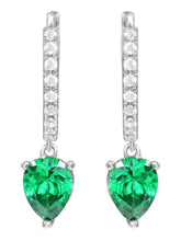 Peora Emerald CZ Hoop Earrings - Silver