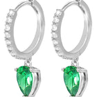 Peora Emerald CZ Hoop Earrings - Silver