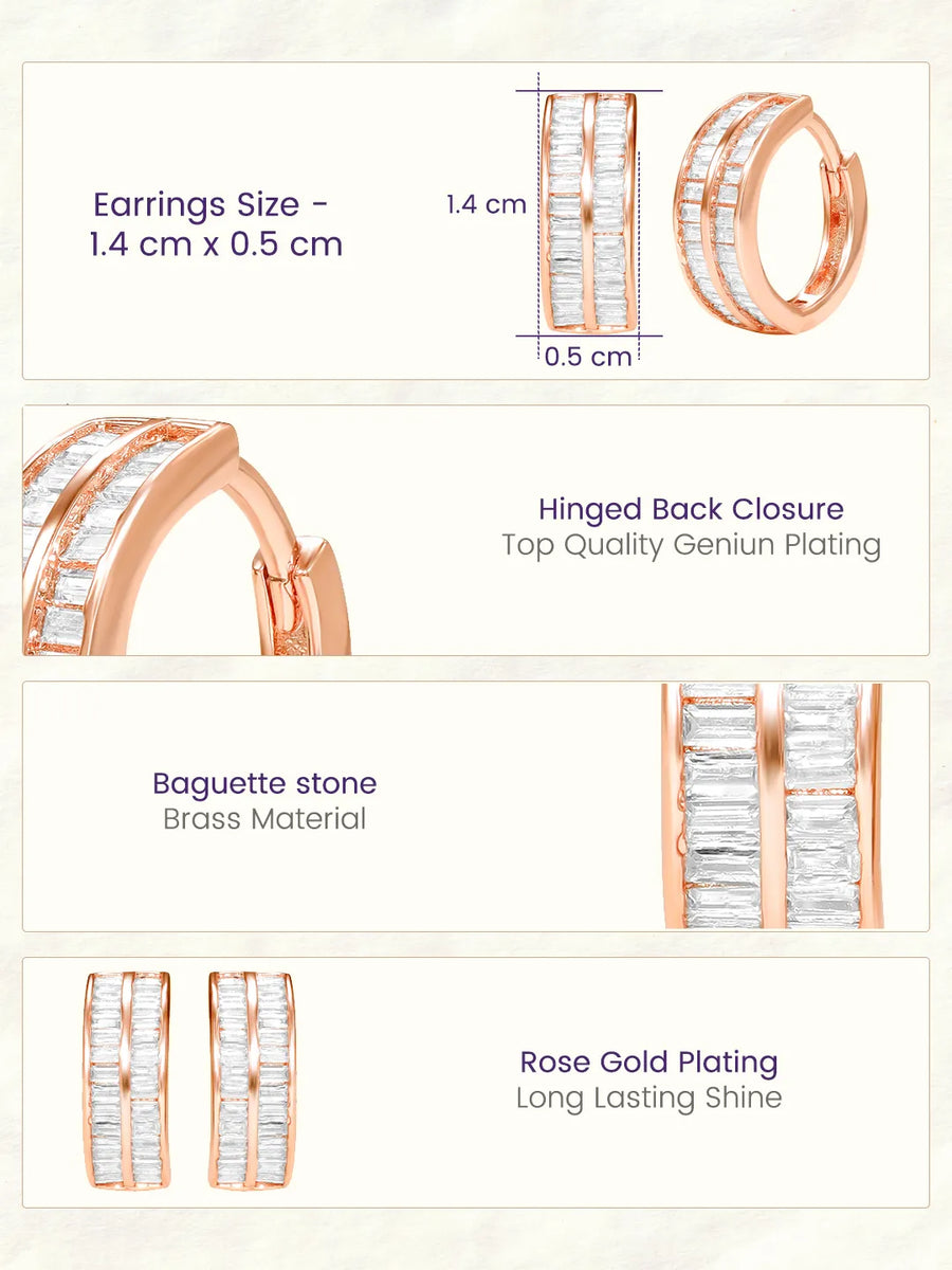 Peora Luxe CZ Hoop Earrings - Rose Gold