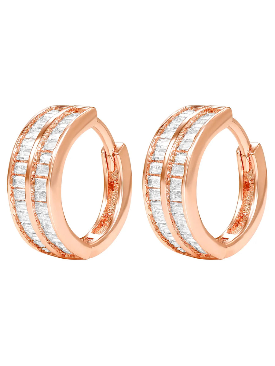 Peora Luxe CZ Hoop Earrings - Rose Gold