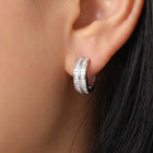 Peora Rhodium Plated Luxe CZ Hoop Earrings