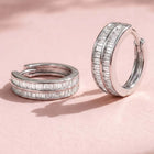 Peora Rhodium Plated Luxe CZ Hoop Earrings