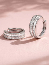 Peora Luxe CZ Hoop Earrings - Silver