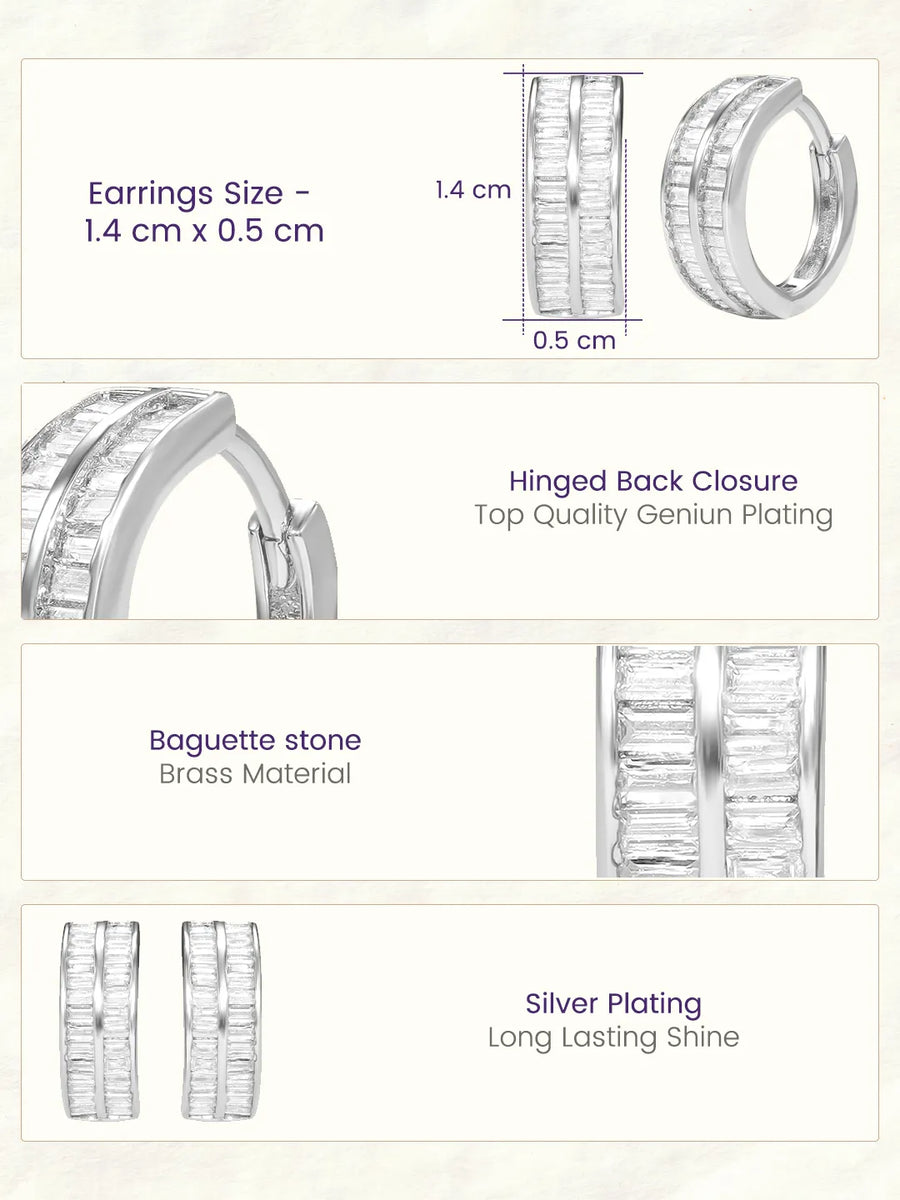 Peora Luxe CZ Hoop Earrings - Silver